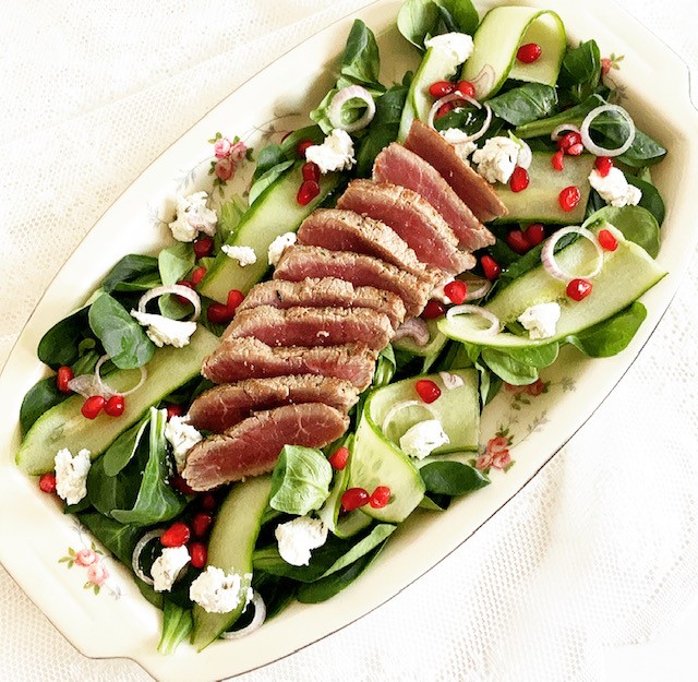 Spring salad with lamb