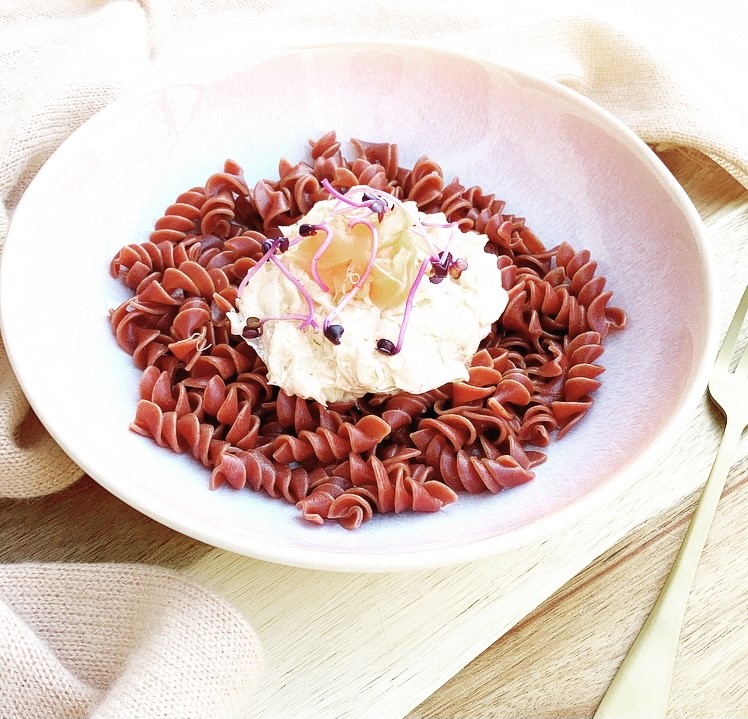 Pink Pasta with smoked salmon