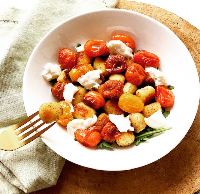 Gnocchi with roasted tomatoes & burrata