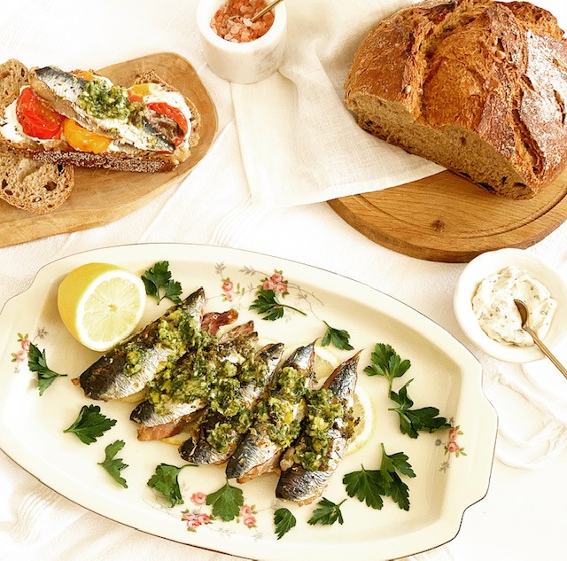 Lemon Sardines with chimichurrri